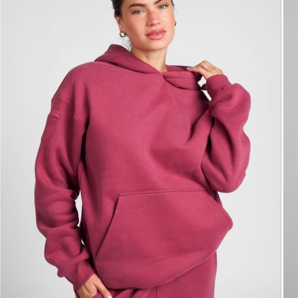 Washed Rose Oversized Hoodie Sweatshirt - Women